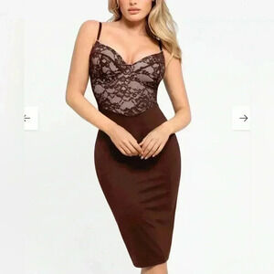 POPILUSH Shapewear Dress Corset Style Lace Midi - XLarge